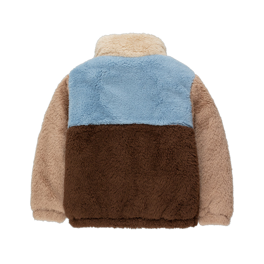 Color Block Polar Sherpa Jacket / Chocolate