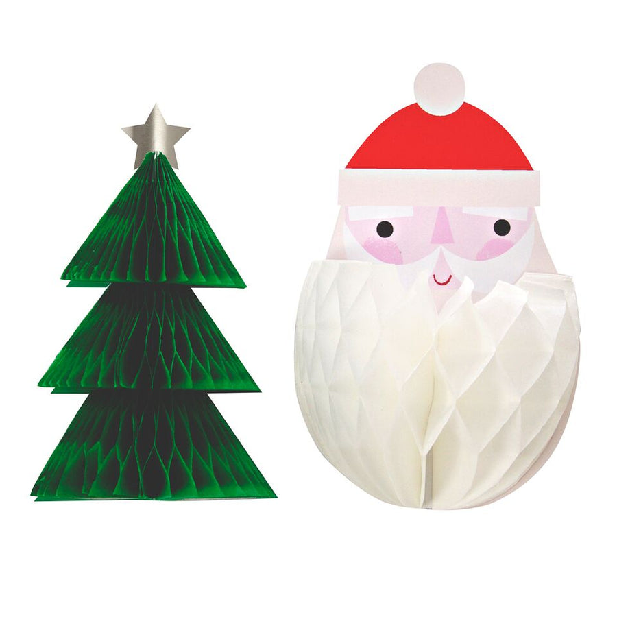 Santa and Tree Honeycomb Stickers