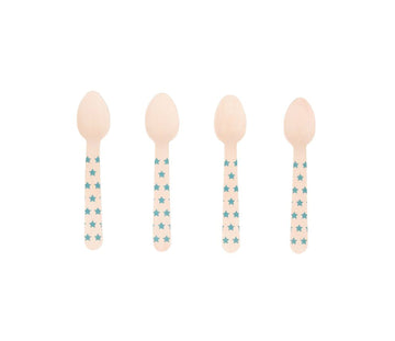 Blue Stars Wooden Spoons / 8 Pack