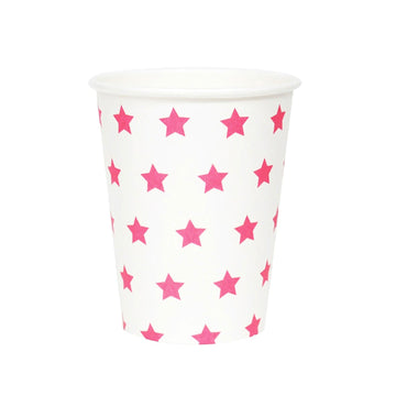 Pink Stars Paper Cups / Set of 8