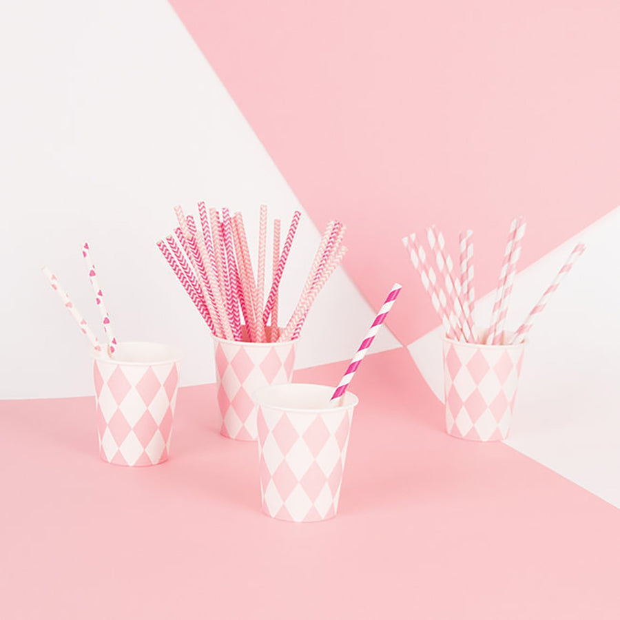 Pink Diamonds Paper Cups / Set of 8